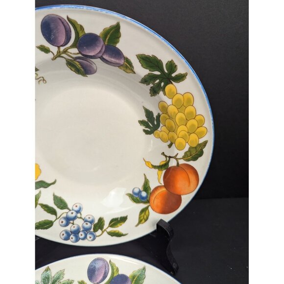 Tabletops Unlimited Stoneware Essence Rimmed Soup Bowl Fruit Pattern Set of 2 - Picture 4 of 6
